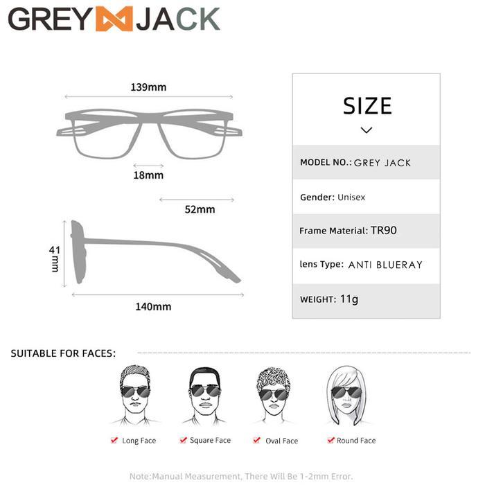 Premium Grey Jack Kacamata Antiradiasi Blueray Sport Kotak Tr Bisa Minus 1119 Original
