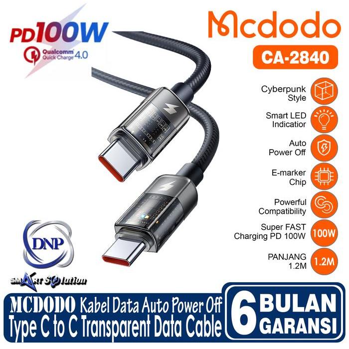 CA-2840 Kabel PD Transparent Auto Power Off Type C to Type C
