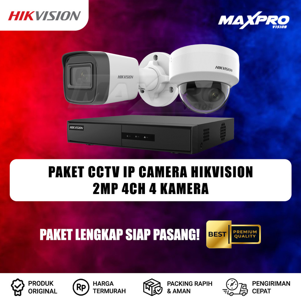 PAKET CCTV IP CAMERA HIKVISION 2MP 4 CHANNEL 4 KAMERA