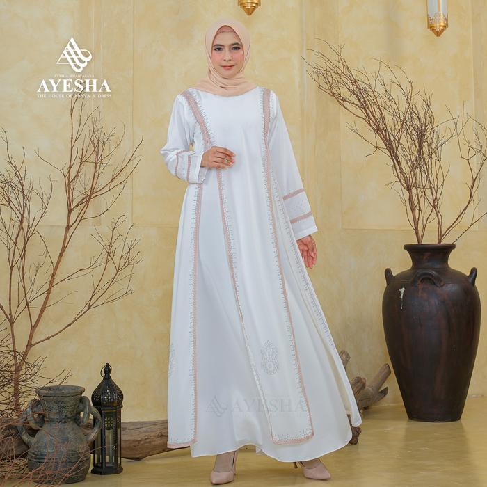Gamis Putih Wanita Abaya Turkey Mewah Elegan Premium Terbaru