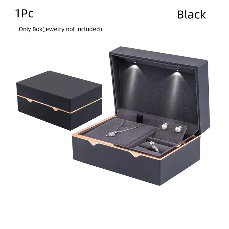 2024 Jewelry Gift Box Wedding Ring Box With Led Light Bracelet Ring Necklace Jewelry Box Set Wedding