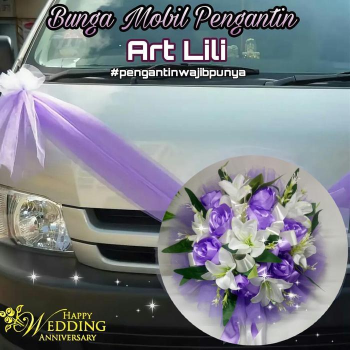 Bunga Hiasan Mobil Pernikahan Art Lili- Buket Bunga Pengantin - Bunga Mobil Pengantin - Hiasan Mobil
