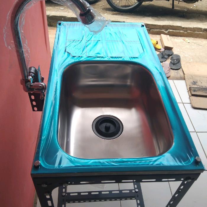Wastafel Portable Bak Cuci Piring/Kitchen Sink Stainless Pake Rak Bawah 75X40Cm