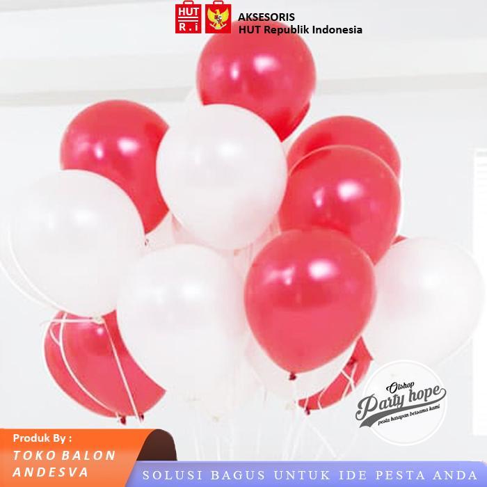 Balon Merah Putih Hut RI Latex / Balon Merah Putih Dirgahayu RI / balon metalik merah putih / balon