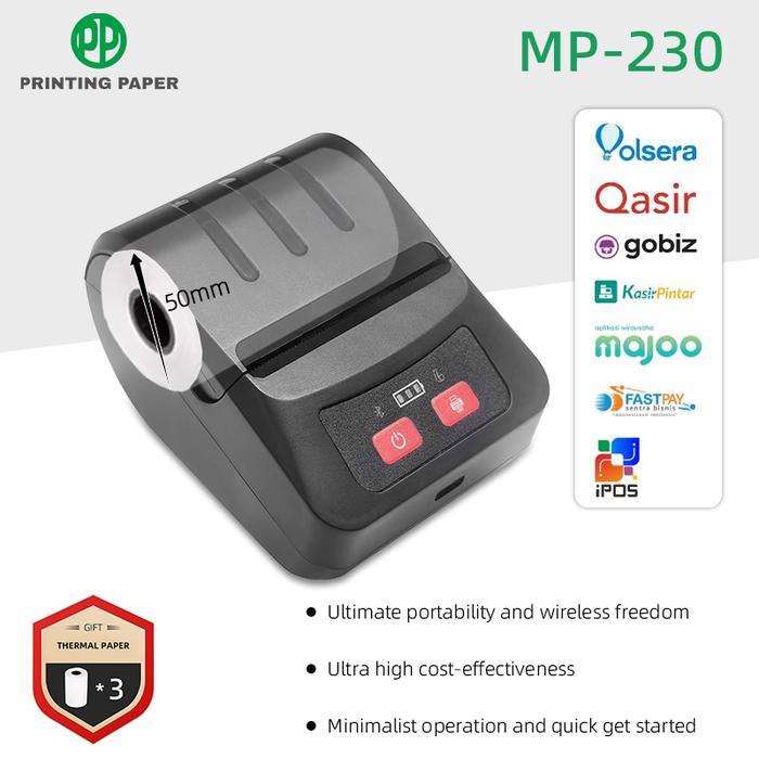 Ready Rol kertas termal gratis disertakan - MP-230 58mm Printer Kertas Termal Kasir Portabel