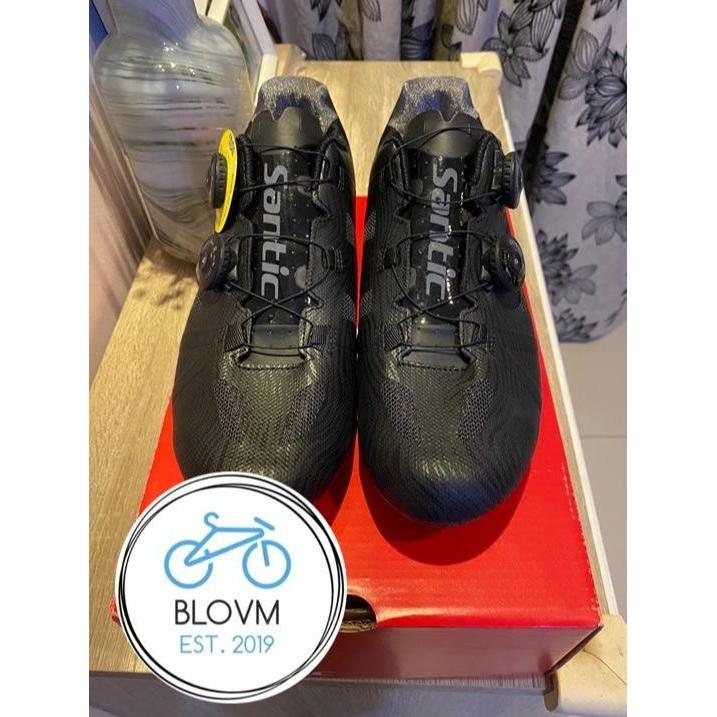 Sepatu Sepeda Santic YORK Cleat Cycling Shoes Hitam Roadbike MTB