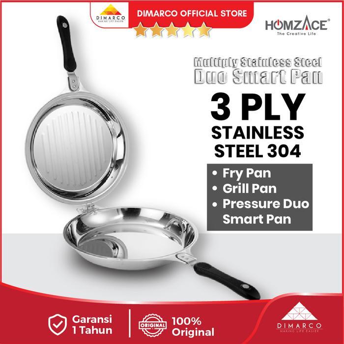 NEW PRODUK DUO SMART PAN DOUBLE PAN STAINLESS 304 MAGNETIC HANDLE 3 IN 1 ALAT MASAK THANKYOU & HAPPY