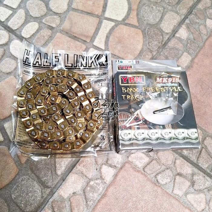 RANTAI CHAIN SEPEDA BMX HALFLINK YABAN YBN 918 102L GOLD