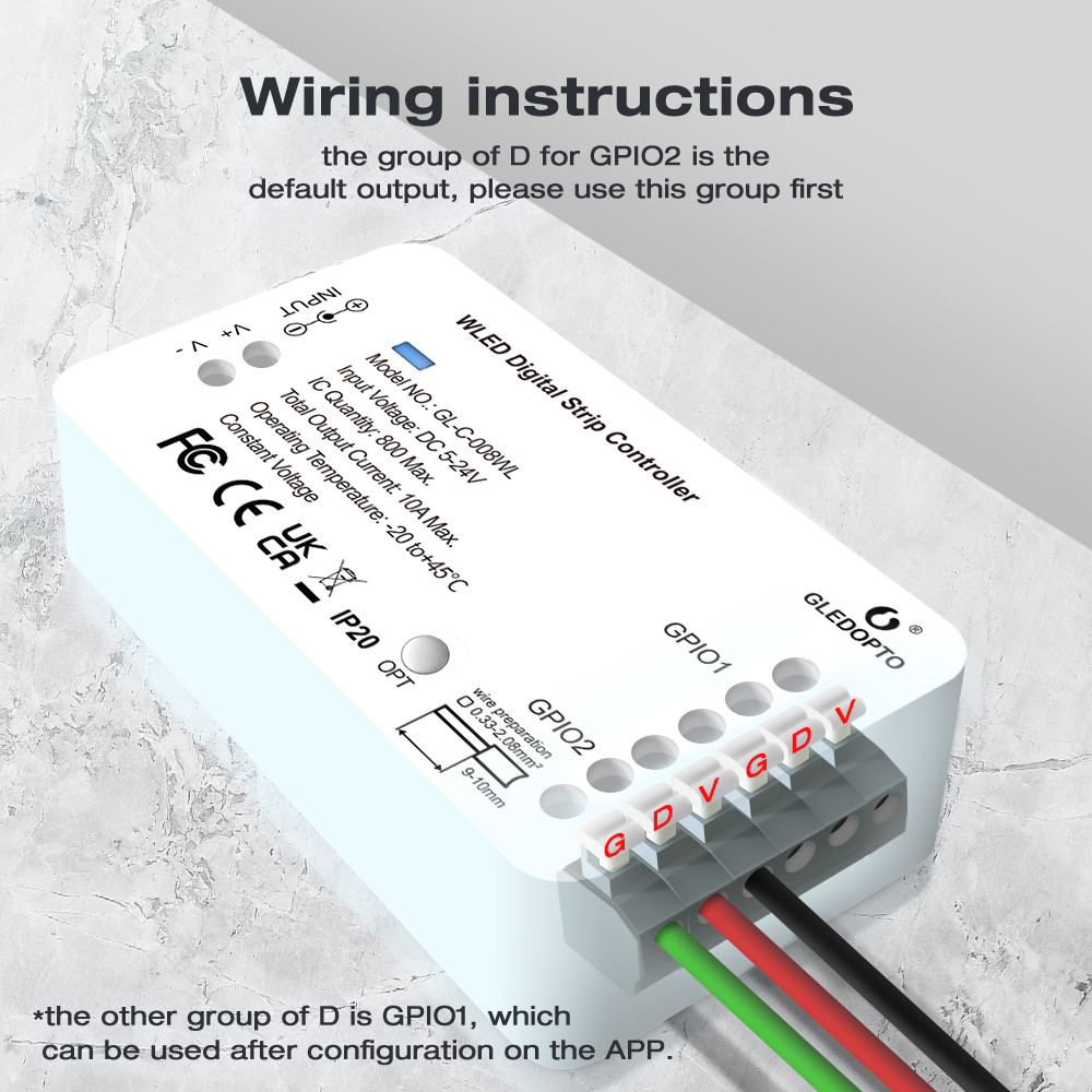 ESP8266 WLED LED Controller Smart Dimmer DC12V 800IC Segmented Color Funtion For DIY WS2811 WS2812B