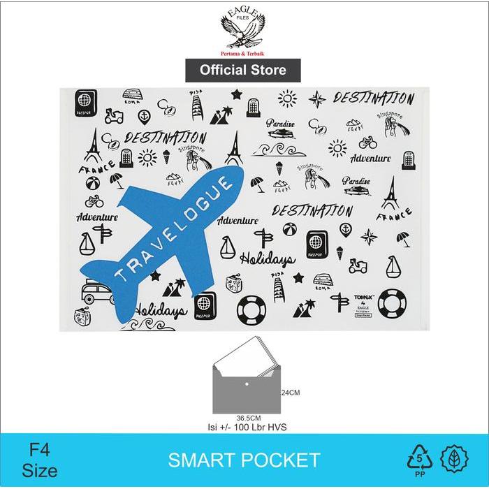 TERBATAS TOMEX Map Plastik Kancing Motif TRAVELOGUE F4 / Map Plastik / Map / Map File/ File Folder /