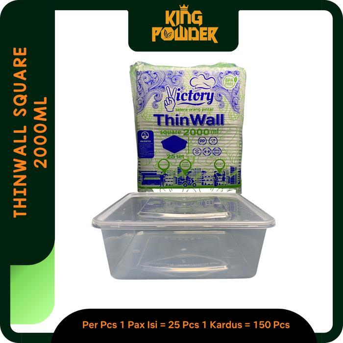 Thinwall Square 2000 Ml / Kotak Makan / Box Plastik Thin Wall 2000Ml