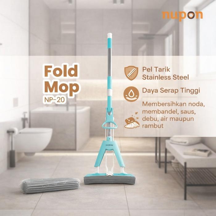 Nupon Alat Pel Pembersih Lantai Fold Mop Stainless Anti Karat