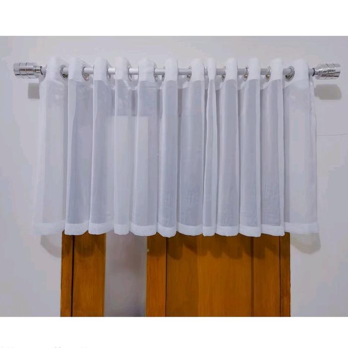 NEW Gorden Poni Smokring Vitrase Polos Putih Hordeng Jendela Pintu Curtain Silver Diskon