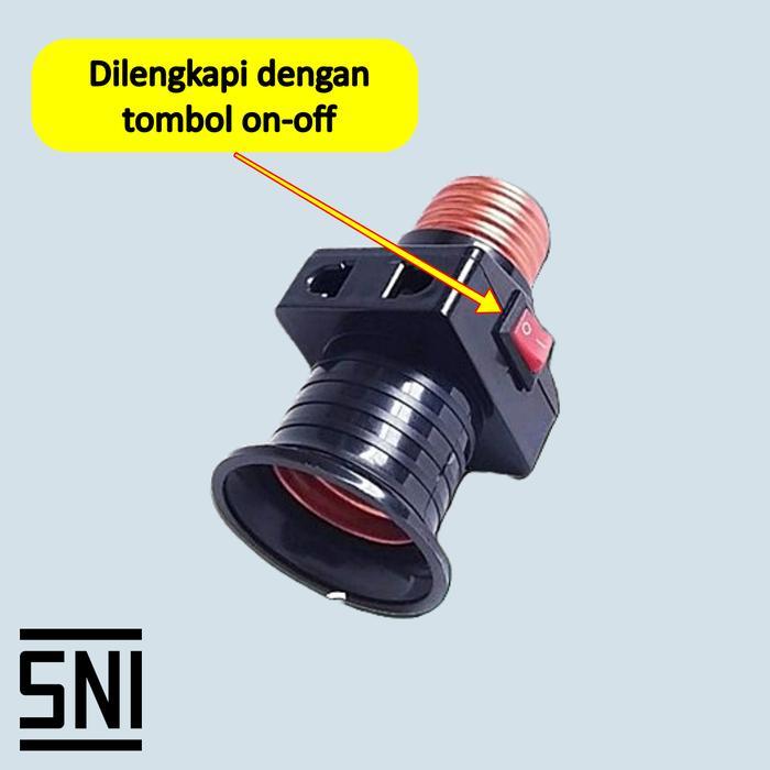 "New" DUTRON Fitting Kombinasi Switch On Off Fiting Colok Lampu Stop Kontak HITAM PUTIH SNI