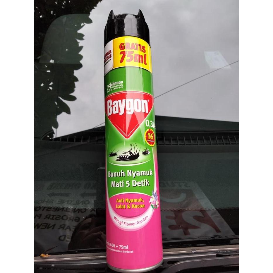 ` baygon semprot 600ml plus 75ml wangi flower garden
