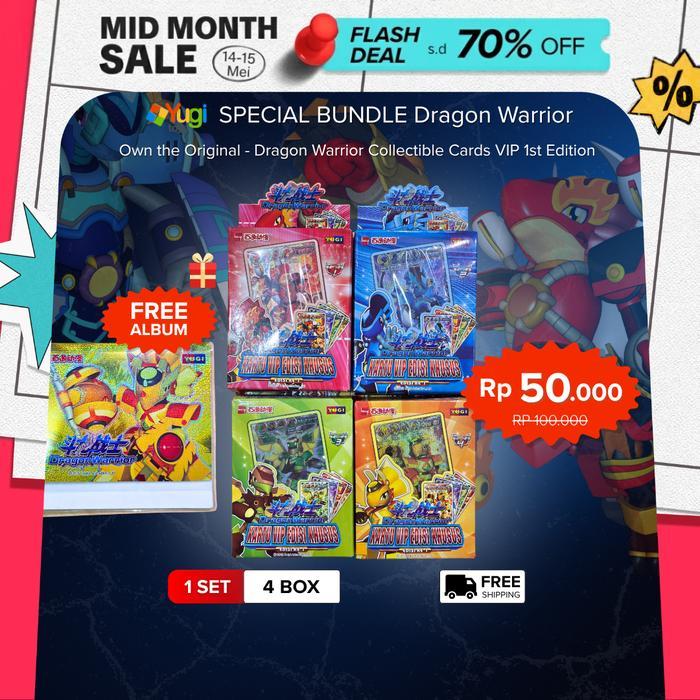 Premium Yugi Dragon Warrior Vip 1 Set 4 Box Kartu Koleksi Edisi Awal Collectible Cards Original