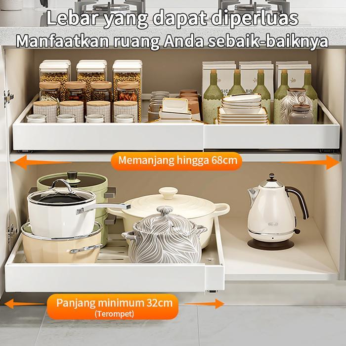 ` Rak Piring Tarik Rak Laci Piring Rak Piring Untuk Kabinet Rak Mangkuk Rak Dapur Serbaguna Rak