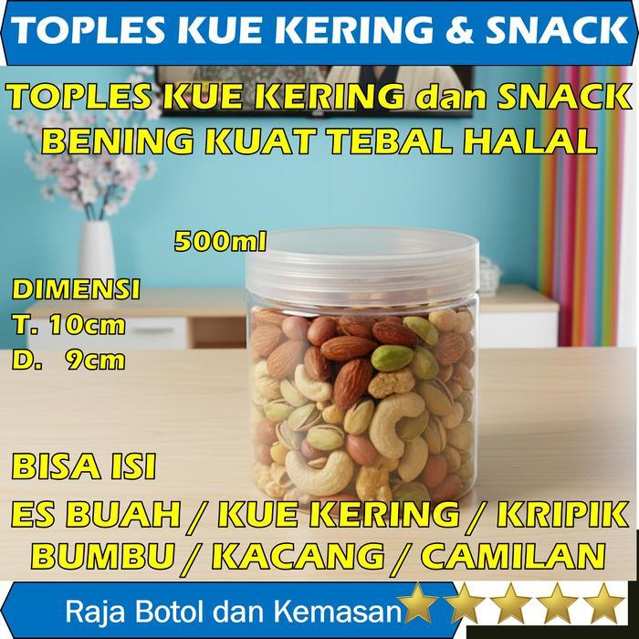 Toples Plastik Jar Silinder 500ml PET Tebal Kokoh Toples Kue Kering