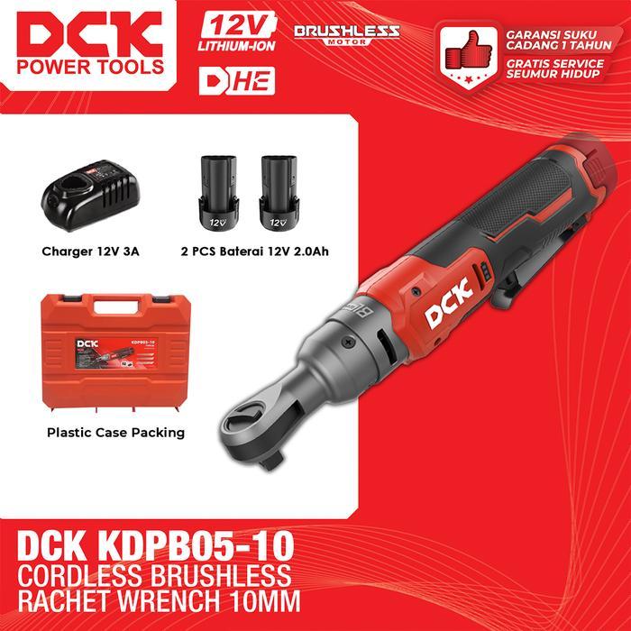 Dck Cordless Brushless Ratchet Wrench / Kunci Shock Ratchet Baterai 10Mm / Kunci Rachet Kdpb05-10
