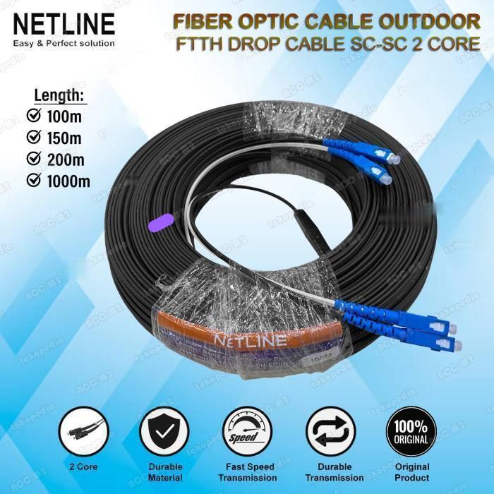 NETLINE KABEL FO Fiber Optic 2 Core SC UPC Outdoor 100 150 200 METER