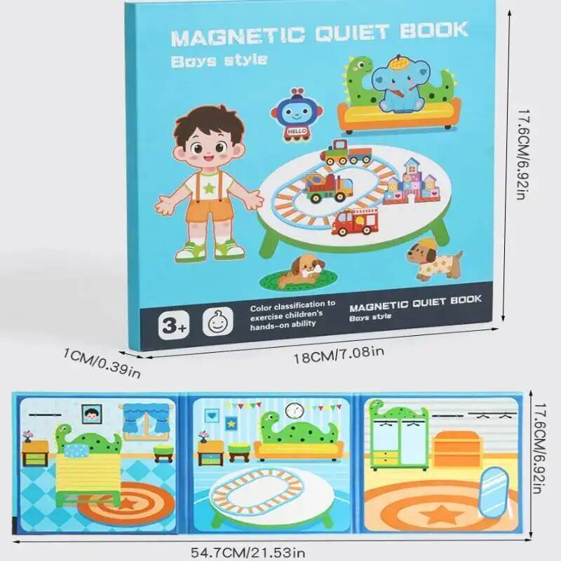 Magnetic Quiet Book for Boys Girls Dressing Game Repeatable Magnetic Sticker Books Montessori Toys
