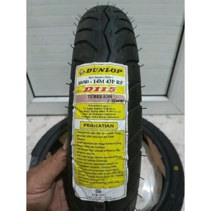 BAN LUAR DEPAN MIO S MIO Z FINO 125 YAMAHA GEAR DUNLOP D115 80/80-14 M/C BONUS PENTIL TUBELESS