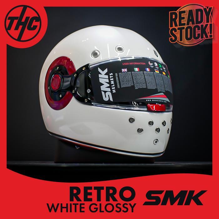 HELM SMK RETRO WHITE GLOSSY FULL FACE HELMET SMK
