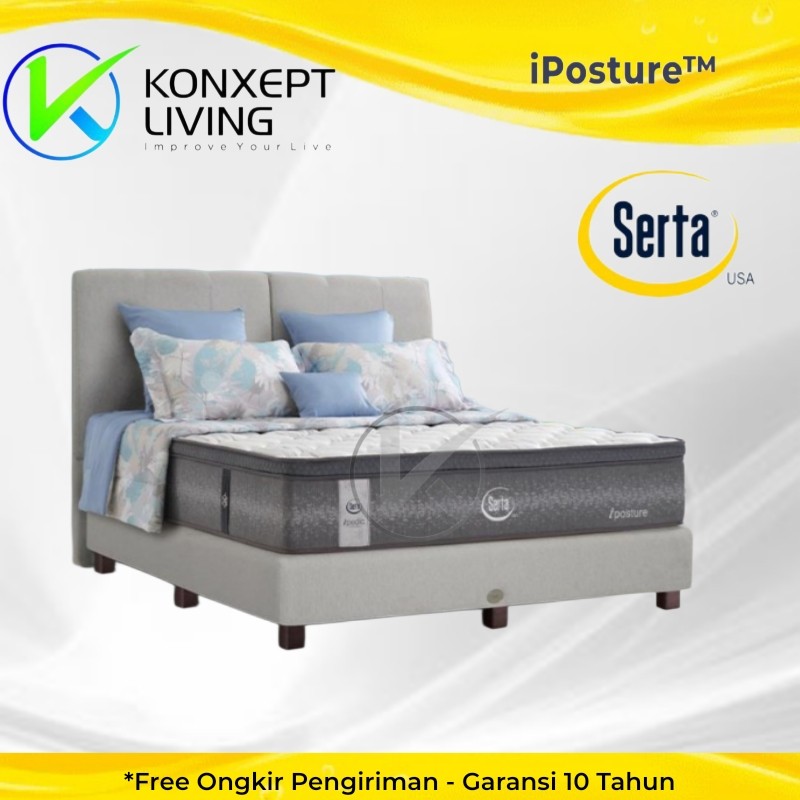 Serta Springbed iposture Sandaran Houston Beige Ukuran 160x200 - Fullset
