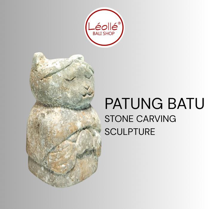 Leolle Bali Patung Batu Ukiran Handmade Dekorasi Rumah Zen & Minimalis Pajangan Meja Batu Alam Pahat