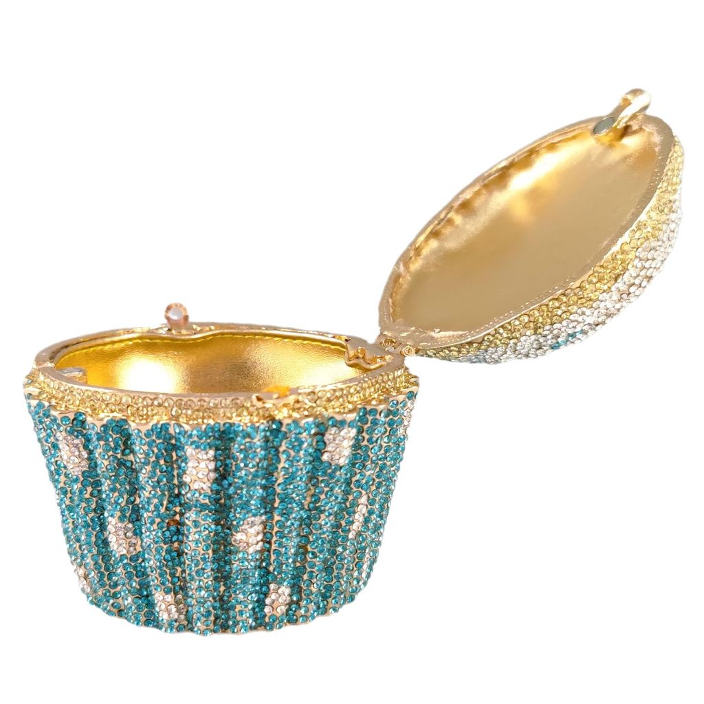 . Boutique De Fgg Women Blue Cupcake Evening Bag Crystal Clutch Purses -