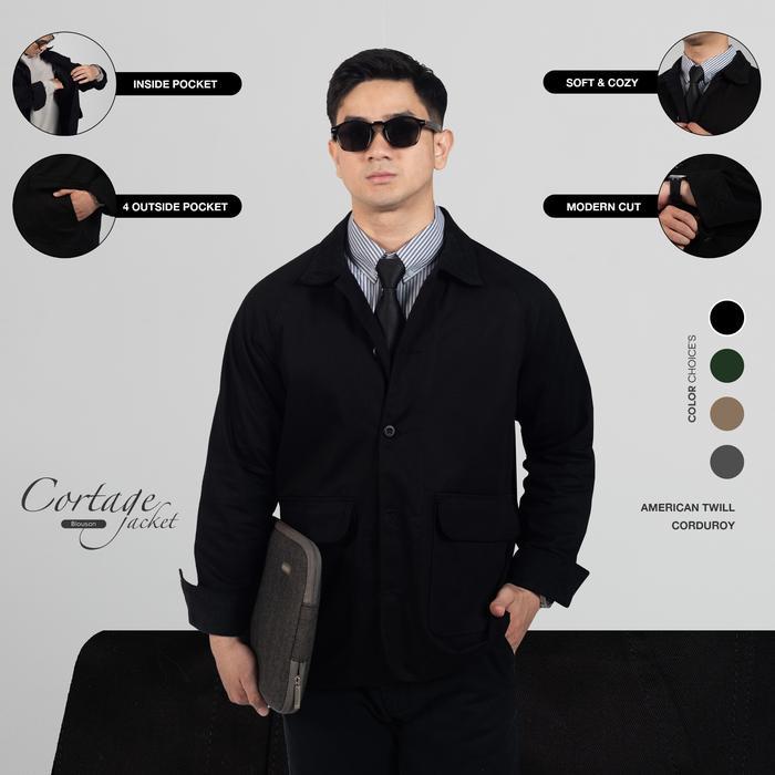 Sartorialele// Jaket Polos Pria Kerah Corduroy Woodcutter Cortage Blouson Jacket Work Multi Pocket
