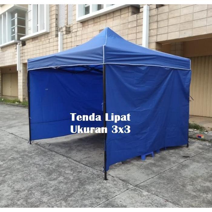 Tenda Lipat 3x3 Lengkap Dinding Polos 3 Sisi