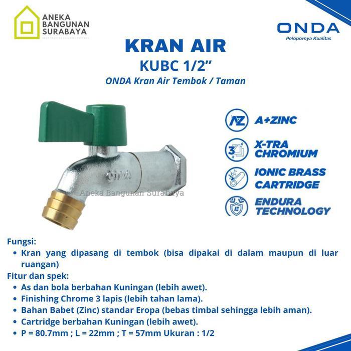 ID KRAN AIR ONDA KUBC 1/2 3/4" KERAN TEMBOK TUAS PLASTIK HIJAU