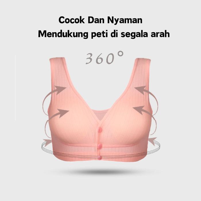 SALE Bra Menyusui Bra Kancing Depan Tanpa Cincin Baja Kancing Depan Katun Bra Wanita 1018 Abu Bunda