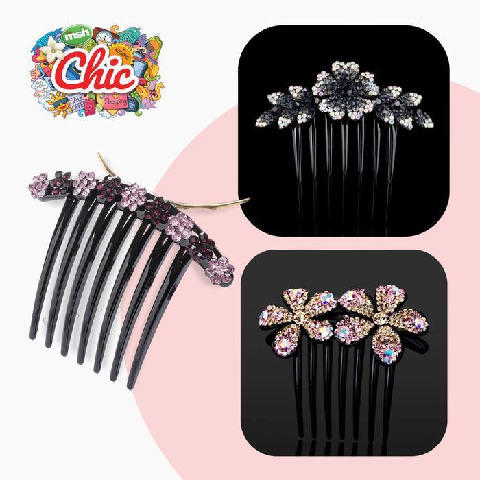 Sisir Pin Jepit Rambut Bunga Kristal
