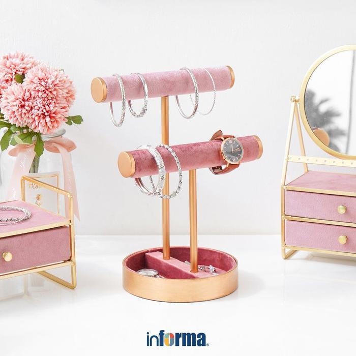 Informa Tempat Perhiasan 2 Tingkat - Pink Gantungan Gelang Pajangan Kalung Organizer Aksesori Rak