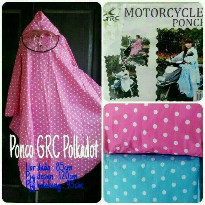 Jas hujan wanita terusan polkadot / jas hujan ponco cewek