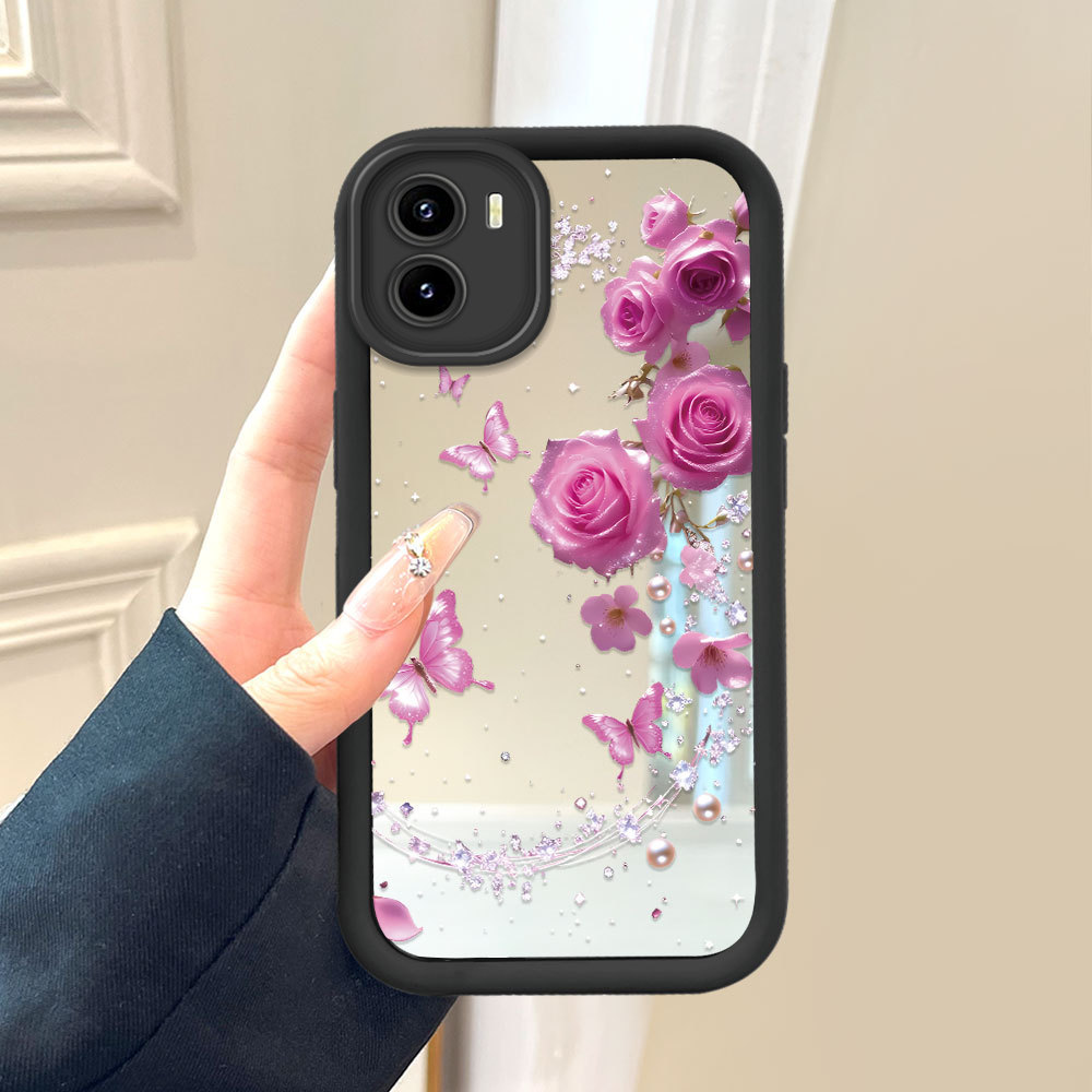 Casing Hp Untuk VIVO Y15S Y01 Y01A Y15A Y15C Cermin Softcase Case Phone Kesing Bunga 1617 JZ