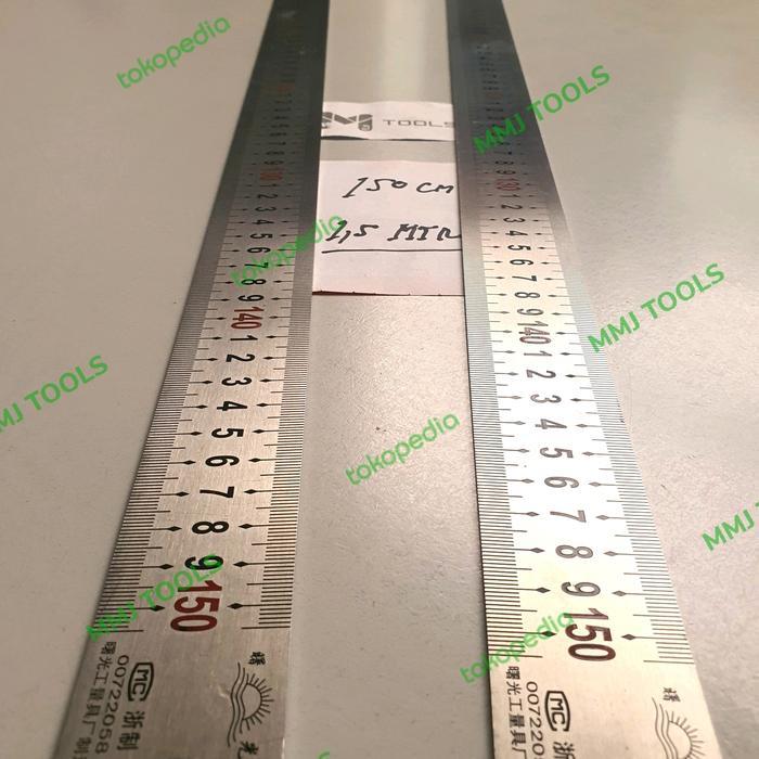 Penggaris Besi 150Cm / 1,5 Mtr - Mistar Baja 1,5 Mtr - Penggaris Baja