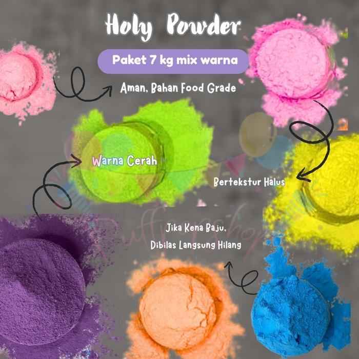 Paket Holy Powder 7 kg Campur Warna / Tepung Warna holi powder 7 kg / Bubuk warna Color Run
