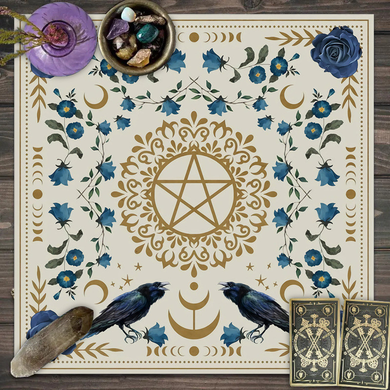 Animal-Printed Tablecloths, Bohemian Tablecloths, Tarot Card Tablecloths, Moon Phase Flower Tarot