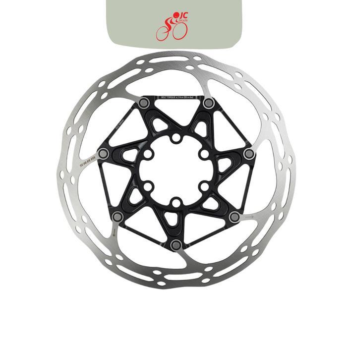 Rotor Sepeda SRAM ROTOR CENTERLINE 2 PIECE 140MM BLACK (INCLUDES TI ROTOR BOLTS) ROUNDED (6 bolts)