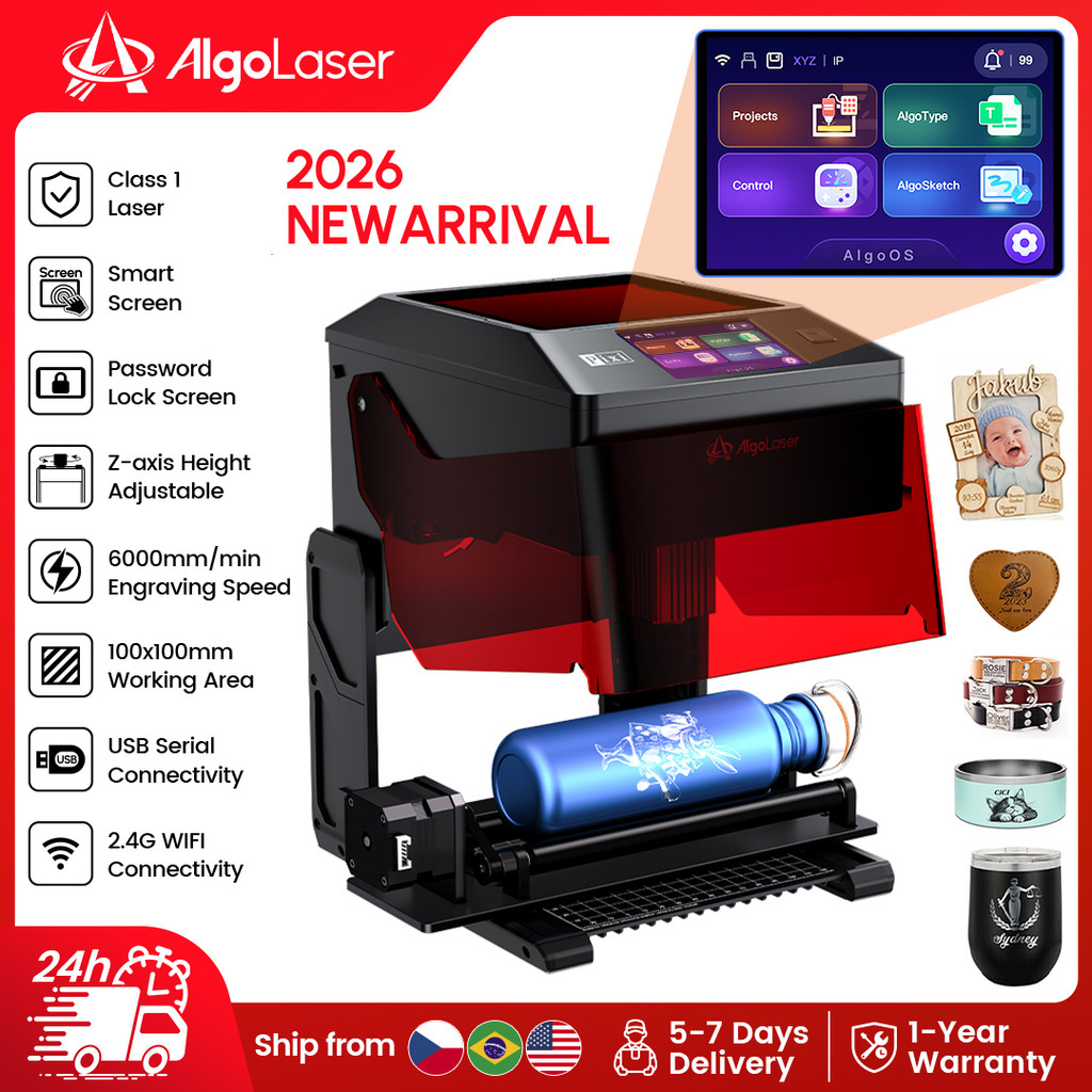 AlgoLaser Pixi Portable Laser Engraver with Rotary Roller Smart Mini Laser Engraving Machine Tools