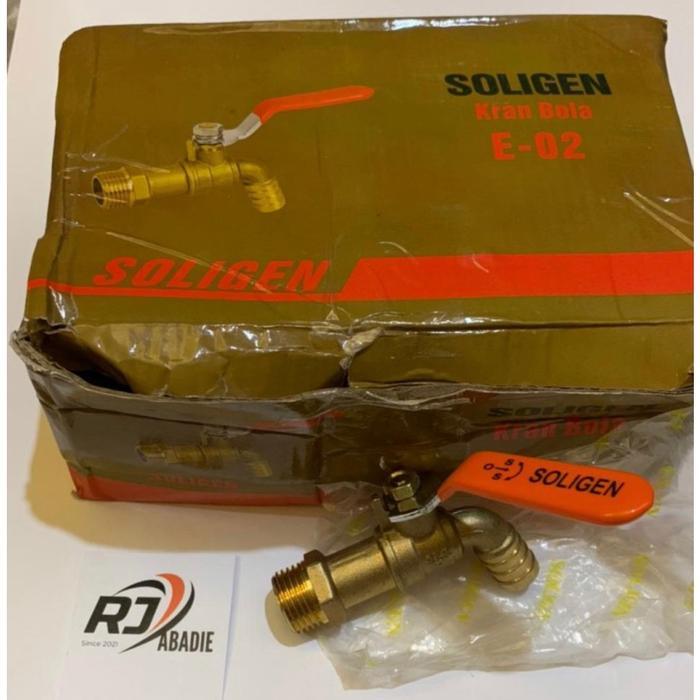 Kran Air Keran Bola Tembok Taman Full Kuningan Soligen E02 1/2" 3/4" Tbk