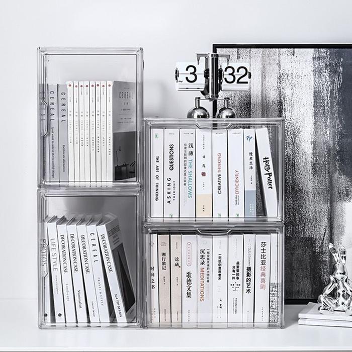 BOOKS MEJA CONTAINER BOX ORGANISER ACRYLIC TRANSPARENT