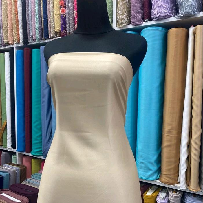 ( 0.5 M ) Kain Satin Silk Castela-Bahan gamis, dress, gaun persta=> kain polos mengkilap kain silk