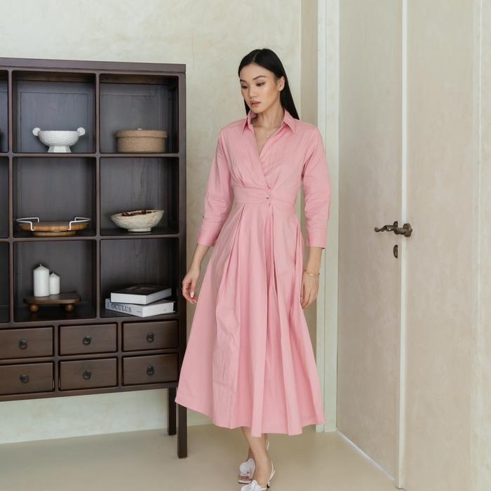DresQuu- 3025 Cod Dress Rosaline Maxi Wanita Kekinian Dress Busui Friendly Bahan Catton Poplin