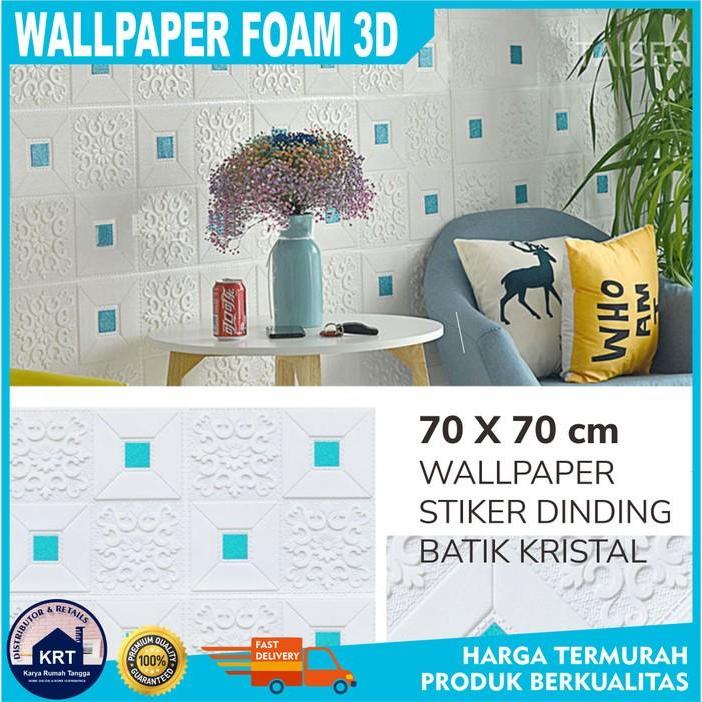 BATIK KRISTAL Wallpaper 3D Foam Stiker Peredam Suara / Panas Plafon