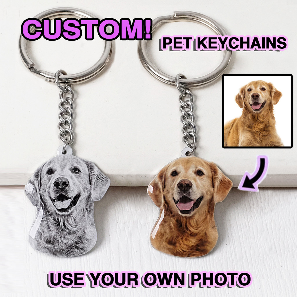 Custom Pet Photo Keychain Personalized Dog Keychain Cat Keyring Animal Photo Key Chain Accessories