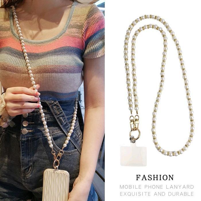 Ketubruk_ (Gs02) Selempang Hp Tali Lanyard Handphone Mutiara Gold / Selempang Hp
